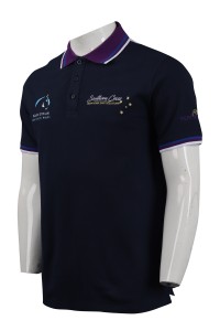 P1011 訂製撞色領Polo恤 馬術比賽 Polo恤專門店    寶藍色撞色紫色